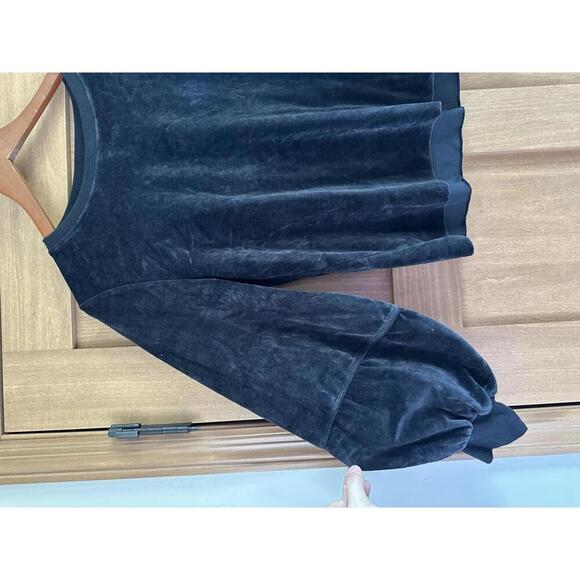 Nation LTD. Kiera Black Velvet Lantern Puff Sleeve Slouchy Crewneck Top sz Small - Picture 4 of 15